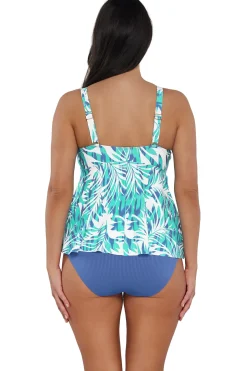 Plus Size|Underwire<Sunsets Escape Sea Breeze Sandbar Rib Marin Tankini Top