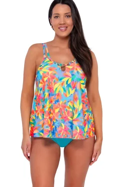 Plus Size|Wire-Free<Sunsets Escape Shoreline Petals Sadie Tankini Top