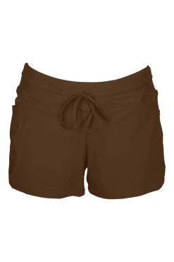 Plus Size<Sunsets Escape Tiki Brown Laguna Swim Short