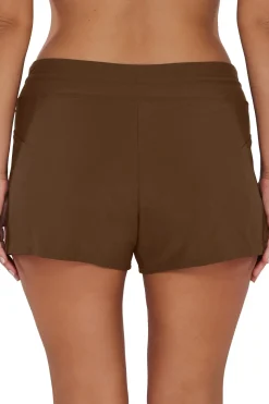 Plus Size<Sunsets Escape Tiki Brown Laguna Swim Short