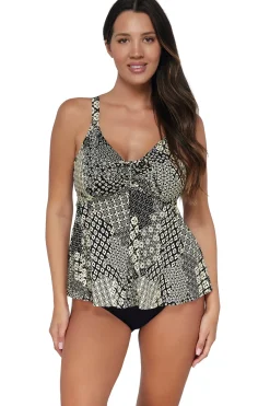 Plus Size|Underwire<Sunsets Escape Venice Seagrass Texture Marin Tankini Top