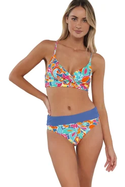 Plus Size|High-Waist<Sunsets Festive Floral Sandbar Rib Capri High Waist Bottom