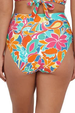 Plus Size|High-Waist<Sunsets Festive Floral Sandbar Rib Hannah High Waist Bottom