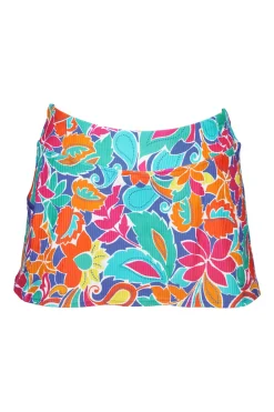 Plus Size<Sunsets Festive Floral Sandbar Rib Sporty Swim Skirt