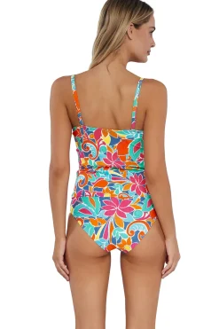 Wire-Free|Tankinis<Sunsets Festive Floral Sandbar Rib Simone Tankini Top