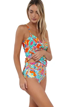 Wire-Free|Tankinis<Sunsets Festive Floral Sandbar Rib Simone Tankini Top