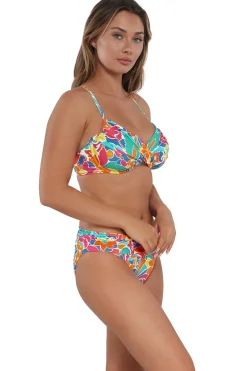 Plus Size|Underwire<Sunsets Festive Floral Sandbar Rib Crossroads Underwire Top