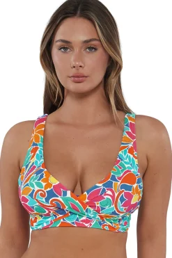 Plus Size|Underwire<Sunsets Festive Floral Sandbar Rib Elsie Top