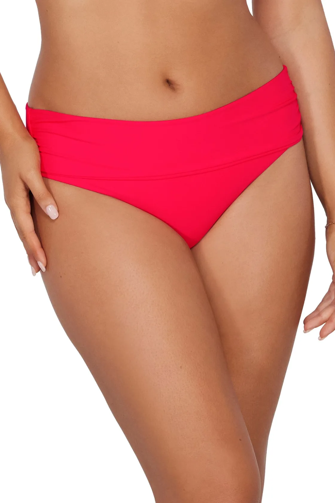 Plus Size|Bikini Bottoms<Sunsets Geranium Capri High Waist Bottom