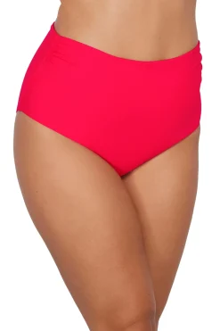 Plus Size|Bikini Bottoms<Sunsets Geranium Capri High Waist Bottom