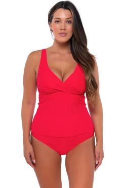 Plus Size|Underwire<Sunsets Geranium Elsie Tankini Top