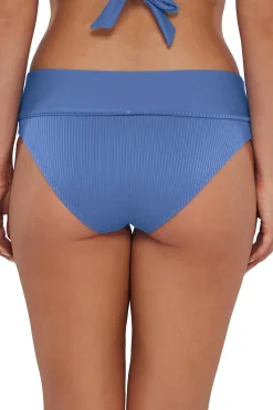 Plus Size|High-Waist<Sunsets Harbor Blue Sandbar Rib Capri High Waist Bottom