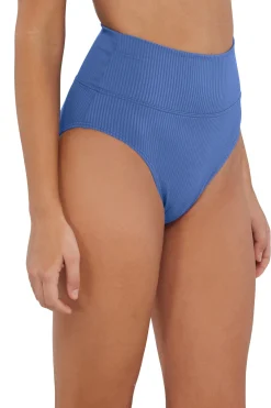 High-Waist|Bikini Bottoms<Sunsets Harbor Blue Sandbar Rib Hannah High Waist Bottom