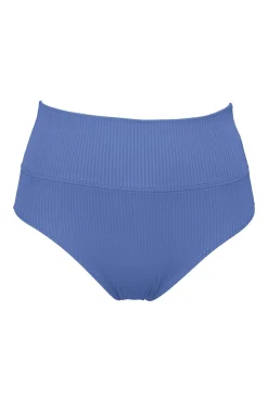 High-Waist|Bikini Bottoms<Sunsets Harbor Blue Sandbar Rib Hannah High Waist Bottom