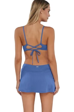 Plus Size<Sunsets Harbor Blue Sandbar Rib Sporty Swim Skirt