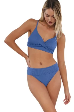 Wire-Free<Sunsets Harbor Blue Sandbar Rib Lyla Bralette Top