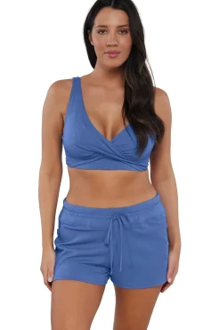 Plus Size|Underwire<Sunsets Harbor Blue Sandbar Rib Elsie Top