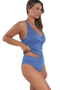 Plus Size|Underwire<Sunsets Harbor Blue Sandbar Rib Elsie Tankini Top