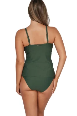Plus Size|Underwire<Sunsets Island Green Forever Tankini Top