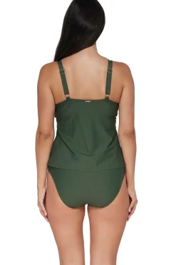 Plus Size|Underwire<Sunsets Island Green Forever Tankini Top
