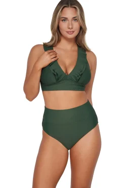High-Waist|Bikini Bottoms<Sunsets Island Green Hannah High Waist Bottom