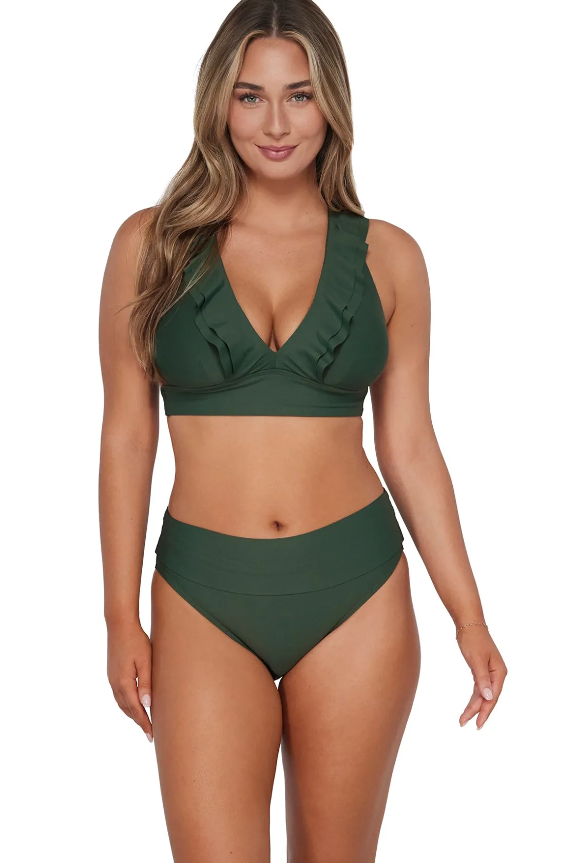 High-Waist|Bikini Bottoms<Sunsets Island Green Hannah High Waist Bottom