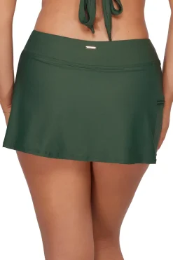 Plus Size<Sunsets Island Green Sporty Swim Skirt Bottom