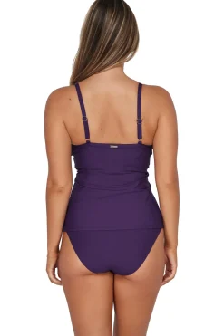 Plus Size|Underwire<Sunsets Paradise Plum Forever Tankini Top