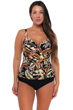 Plus Size|Underwire<Sunsets Retro Retreat Zuri V-Wire Tankini Top