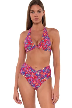 Plus Size|Bikini Bottoms<Sunsets Rue Paisley Summer Lovin' V-Front Bottom