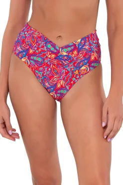 Plus Size|Bikini Bottoms<Sunsets Rue Paisley Summer Lovin' V-Front Bottom