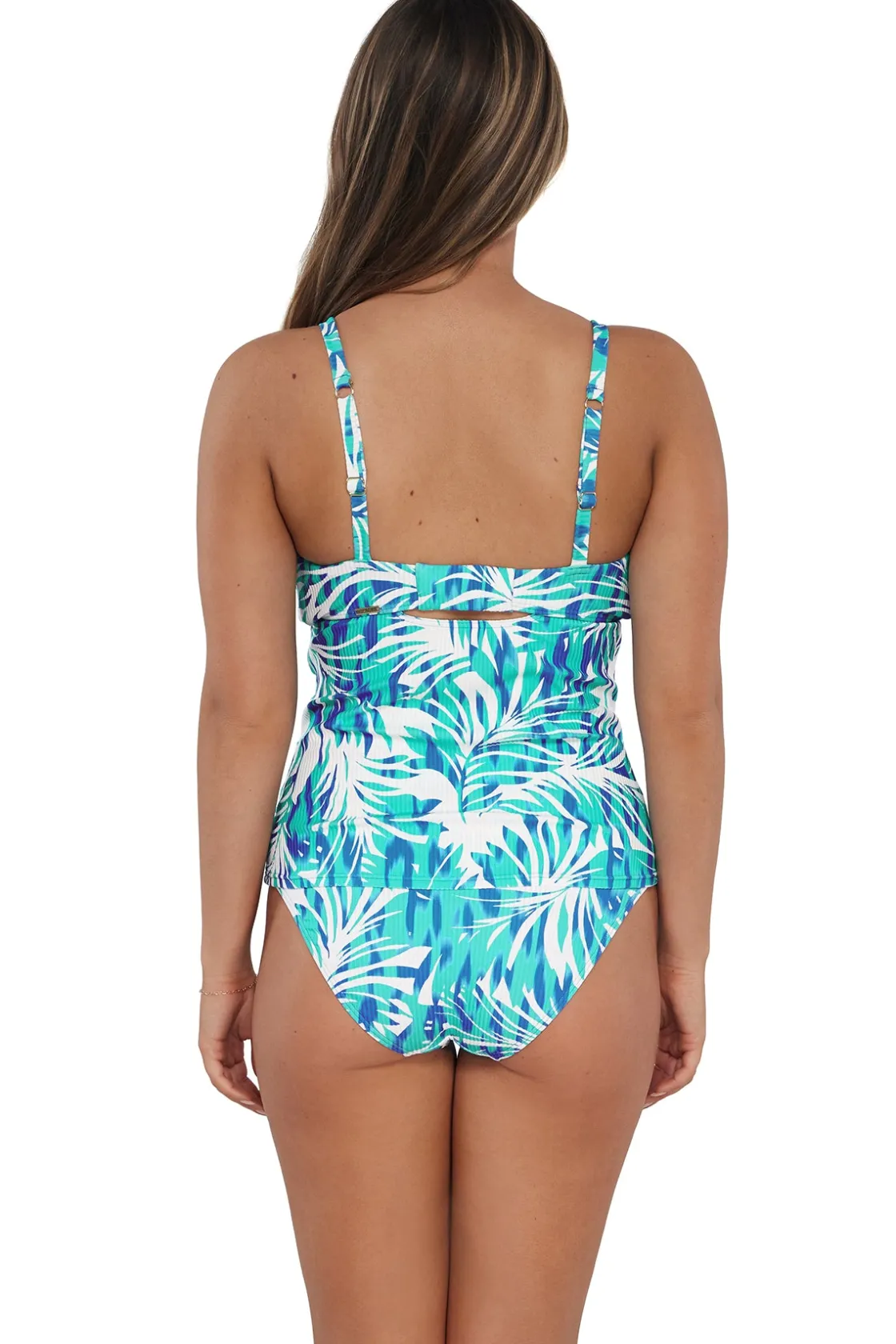 Plus Size|Underwire<Sunsets Sea Breeze Sandbar Rib Zuri V-Wire Tankini Top