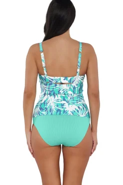 Plus Size|Underwire<Sunsets Sea Breeze Sandbar Rib Zuri V-Wire Tankini Top