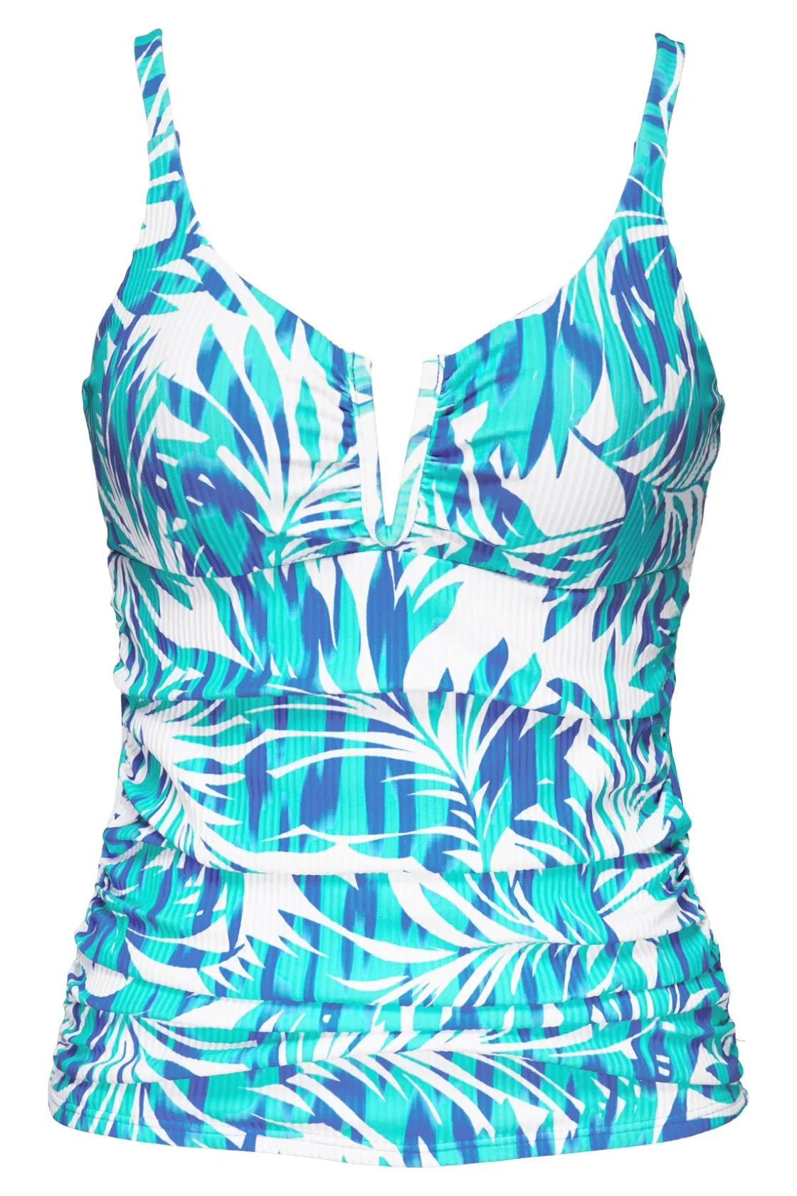 Plus Size|Underwire<Sunsets Sea Breeze Sandbar Rib Zuri V-Wire Tankini Top
