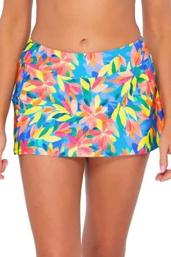 Plus Size<Sunsets Shoreline Petals Sporty Swim Skirt
