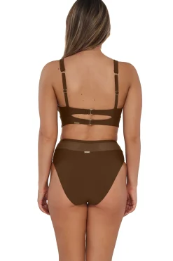 Plus Size|High-Waist<Sunsets Tiki Brown Annie High Waist Bottom