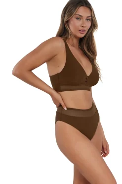 Plus Size|High-Waist<Sunsets Tiki Brown Annie High Waist Bottom