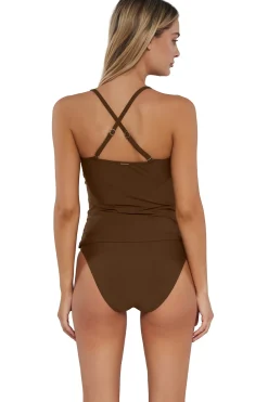 Wire-Free|Tankinis<Sunsets Tiki Brown Simone Tankini Top