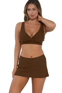 Plus Size<Sunsets Tiki Brown Sporty Swim Skirt