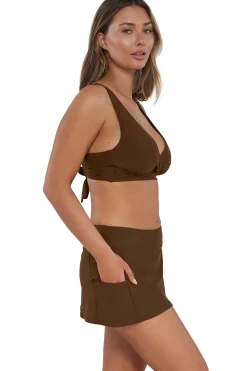 Plus Size<Sunsets Tiki Brown Sporty Swim Skirt