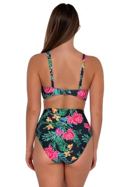 Plus Size|High-Waist<Sunsets Twilight Blooms Hannah High Waist Bottom