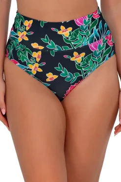 Plus Size|High-Waist<Sunsets Twilight Blooms Hannah High Waist Bottom