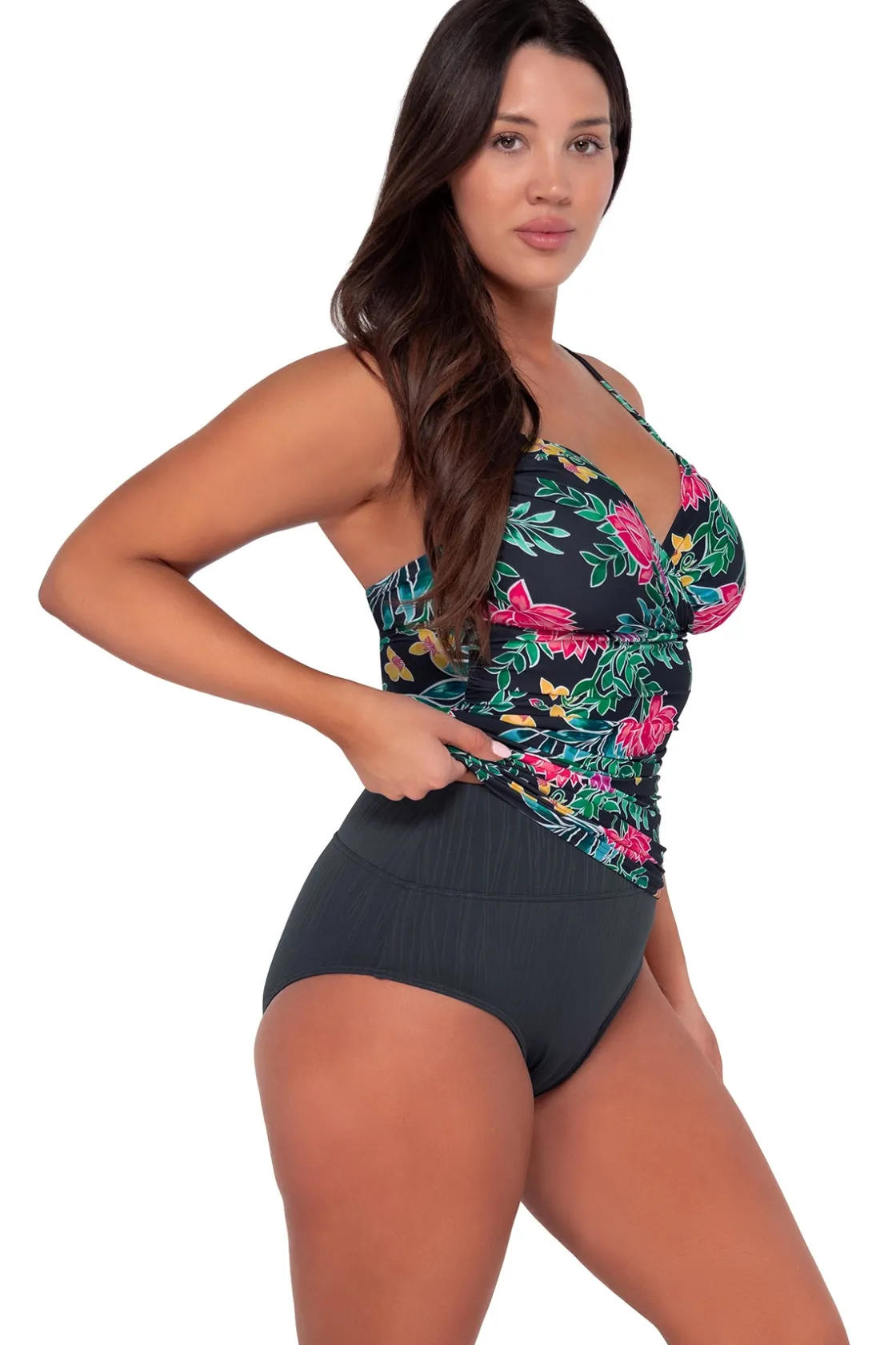 Plus Size|Underwire<Sunsets Twilight Blooms Serena Tankini Top