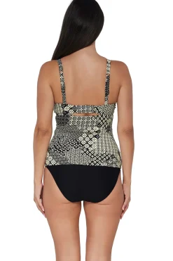 Plus Size|Underwire<Sunsets Venice Seagrass Texture Zuri V-Wire Tankini Top