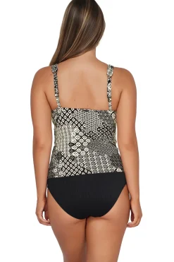 Plus Size|Underwire<Sunsets Venice Seagrass Texture Elsie Tankini Top