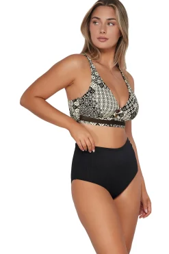 Plus Size|High-Waist<Sunsets Venice Seagrass Texture Capri High Waist Bottom