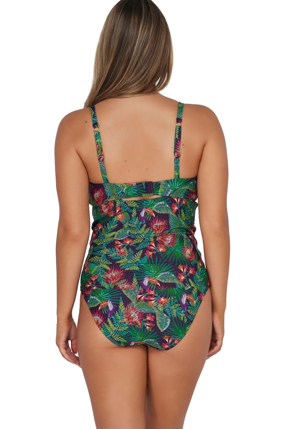 Plus Size|Underwire<Sunsets Welcome To Rio Zuri V-Wire Tankini Top