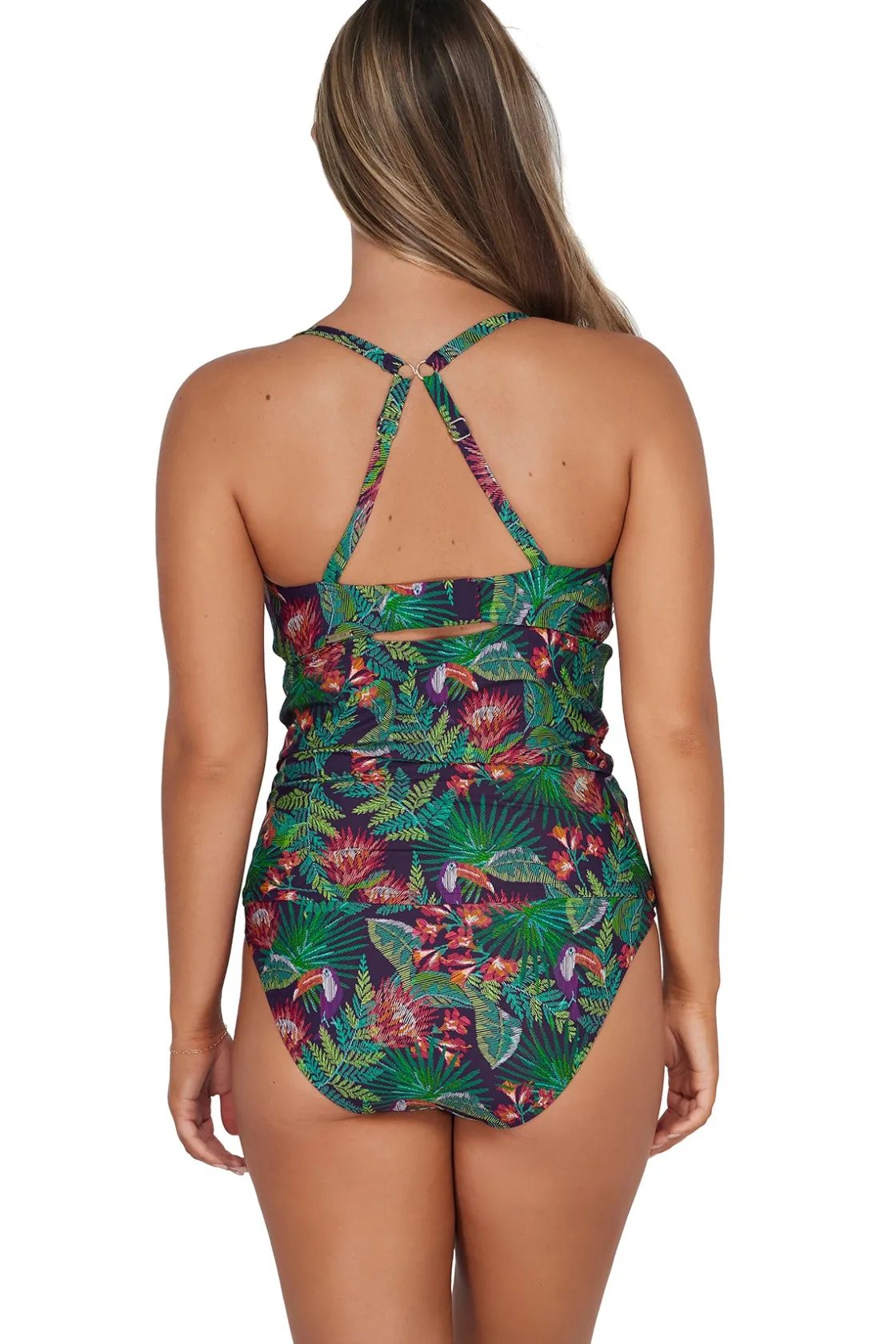 Plus Size|Underwire<Sunsets Welcome To Rio Zuri V-Wire Tankini Top