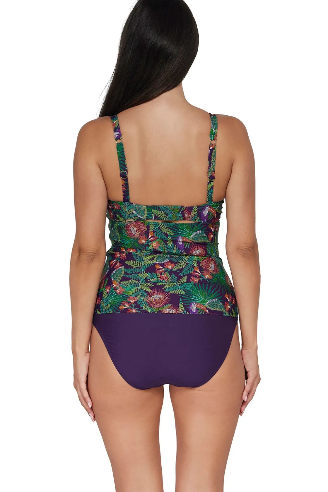Plus Size|Underwire<Sunsets Welcome To Rio Zuri V-Wire Tankini Top