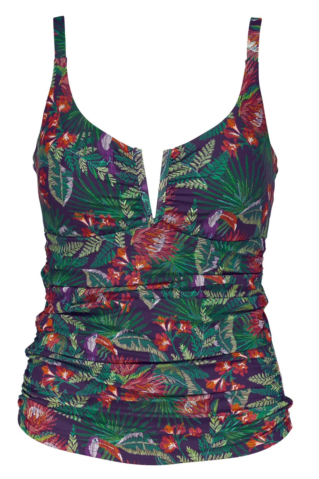 Plus Size|Underwire<Sunsets Welcome To Rio Zuri V-Wire Tankini Top